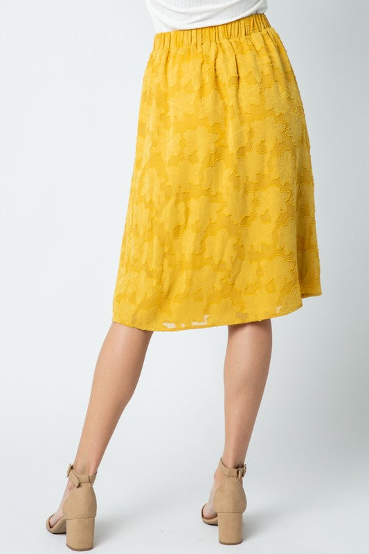 Iris Floral Skirt in Mustard