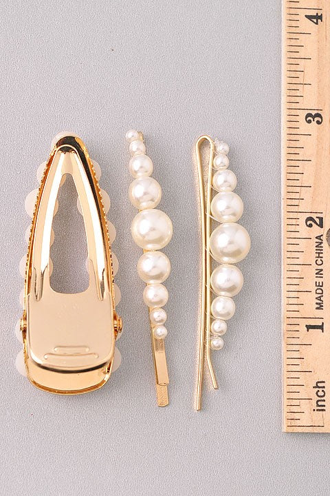 3 Pack Pearl Fashion Clips