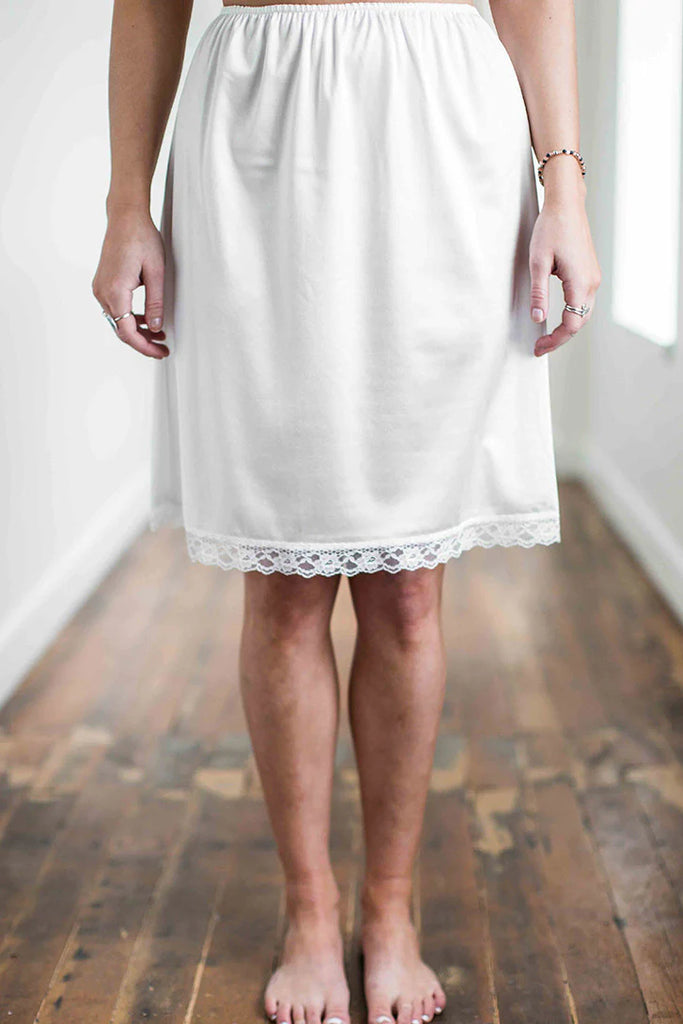 Basic Knee Length Slip in White