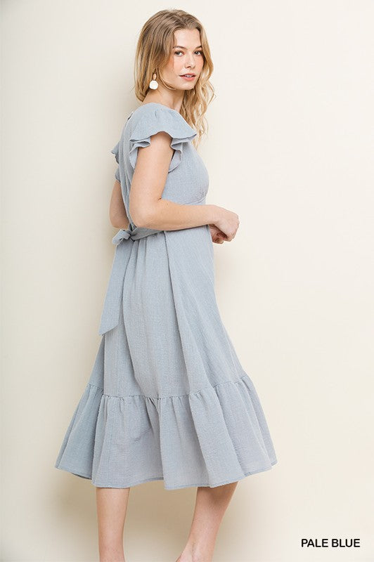 Noelle Summer Dress in Dusty Blue