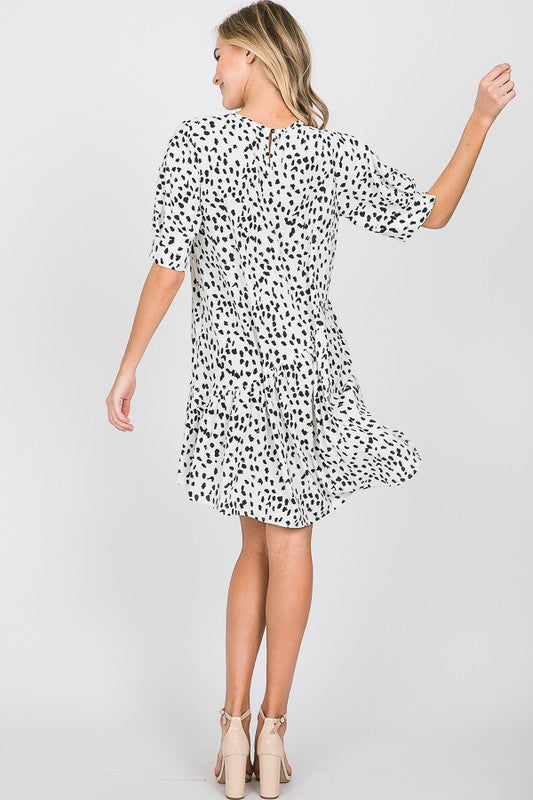 Camille Printed Dress In Ivory