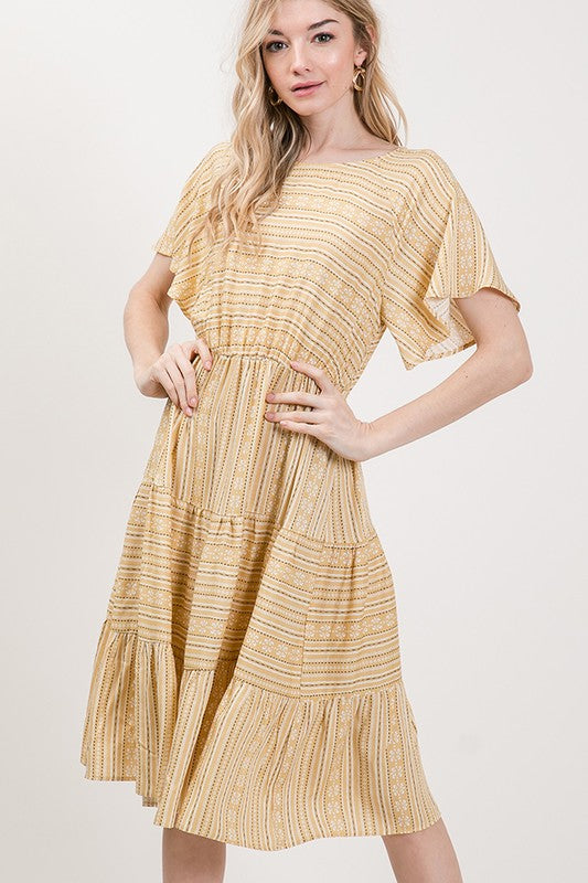 Jenna Printed Ruffle Dress