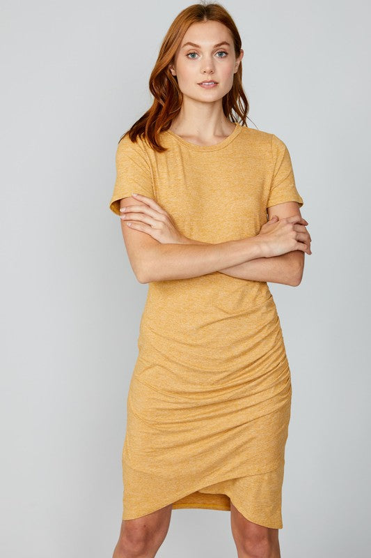 Riley Ruched Dress in RUST