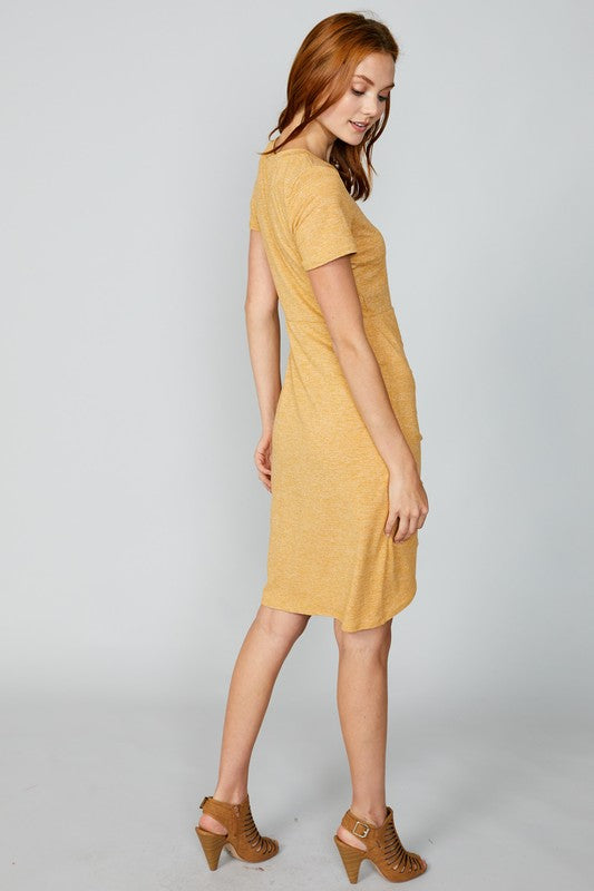 Riley Ruched Dress in RUST
