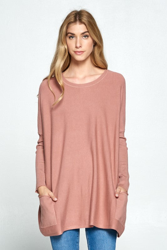 Riley Soft Pullover Sweater in Dusty Rose