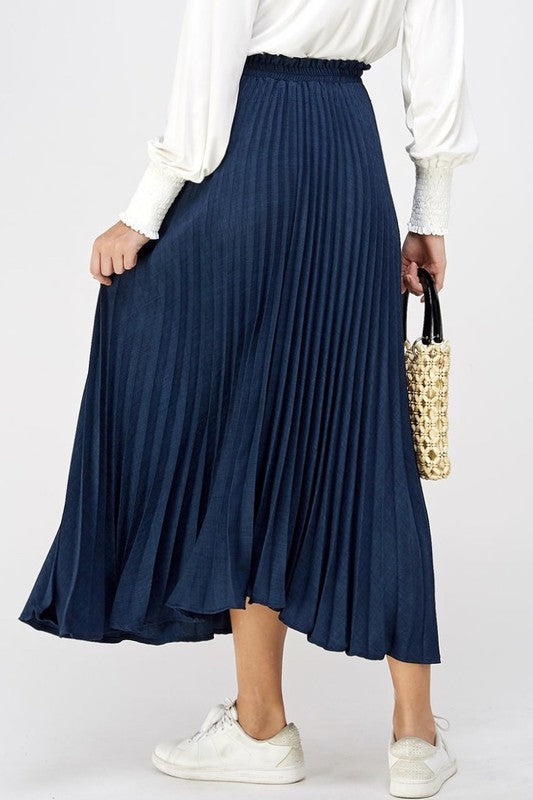 Nora Pleated Skirt in Navy