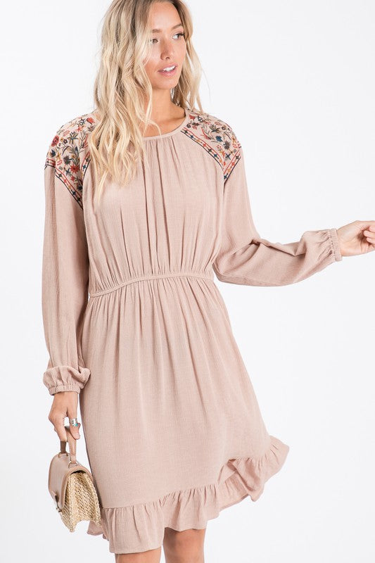 Margaret Embroidered Ruffle Dress