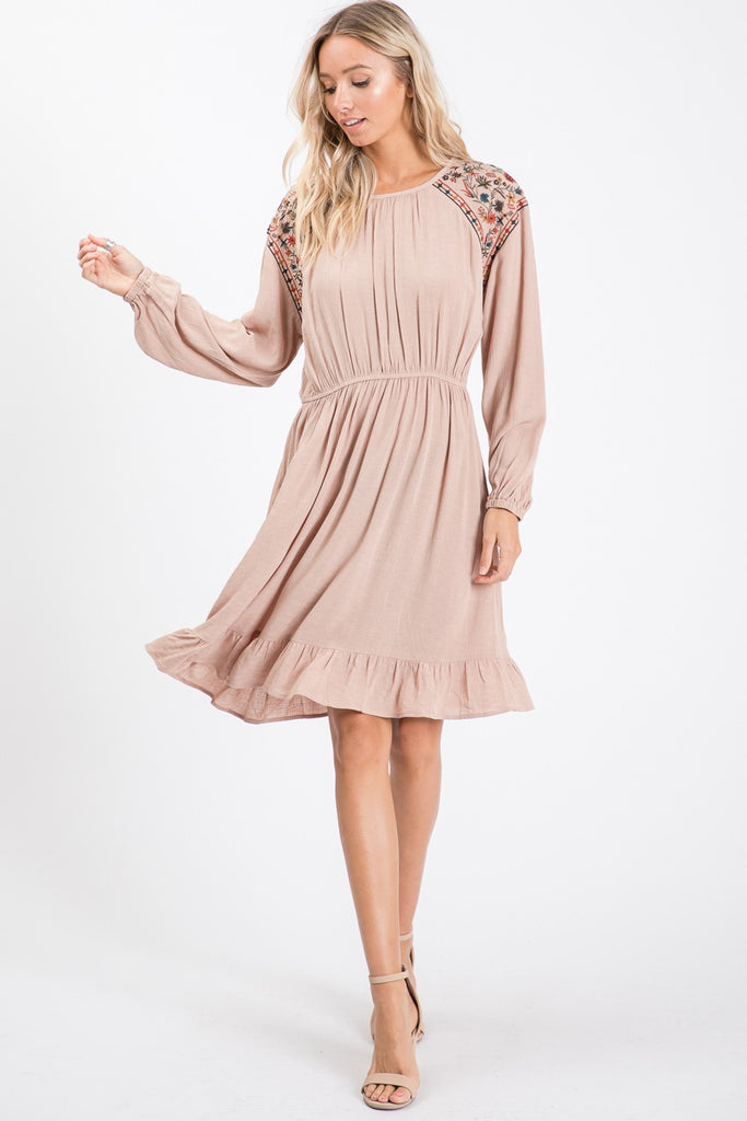 Margaret Embroidered Ruffle Dress