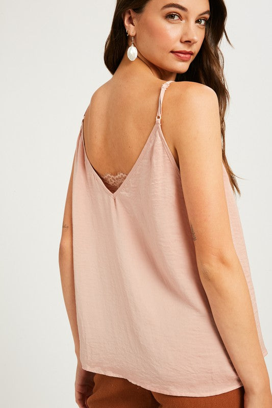 Soft Lace Layering Tank in Blush