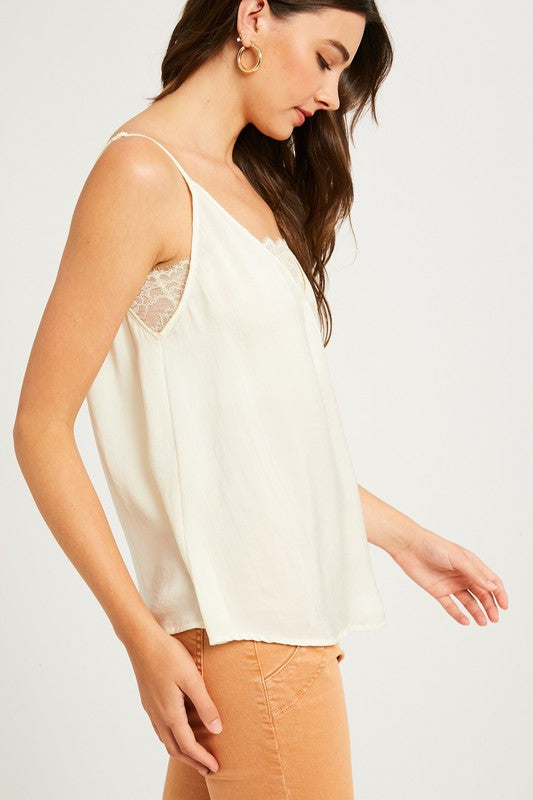 Soft Lace Layering Tank in Cream