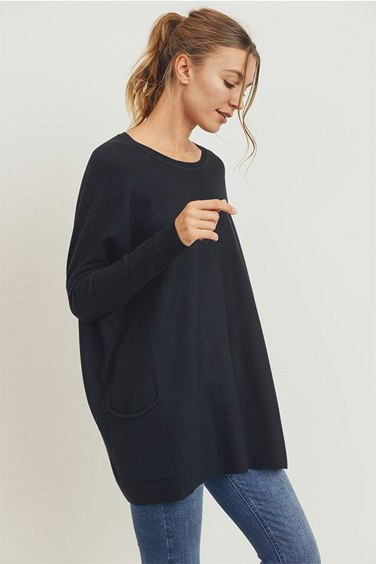 Riley Soft Pullover Sweater in Black