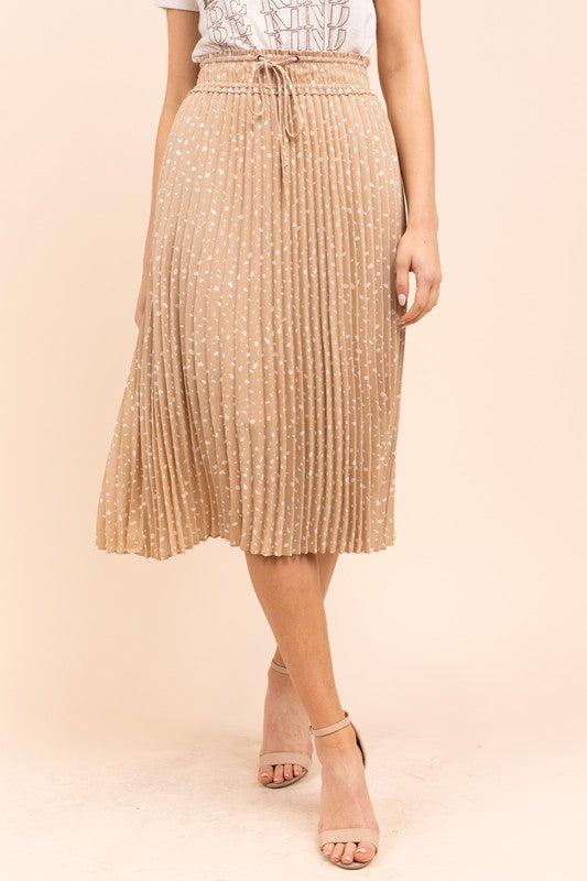 Spotted in Spring Midi Skirt in Taupe