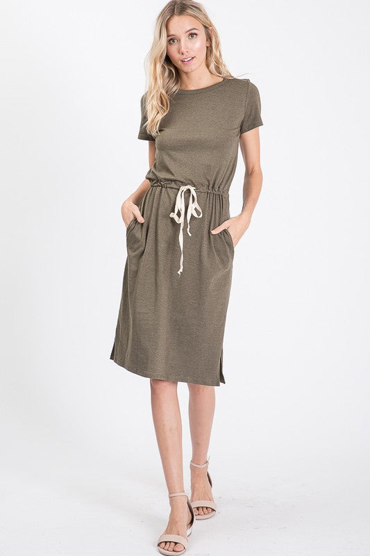 Melody Casual Midi Dress in Olive
