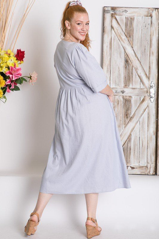 Coleen Linen Dress in Lavender Blue PLUS