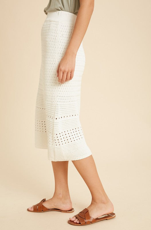 Harmony Crochet Sweater Skirt in Ivory