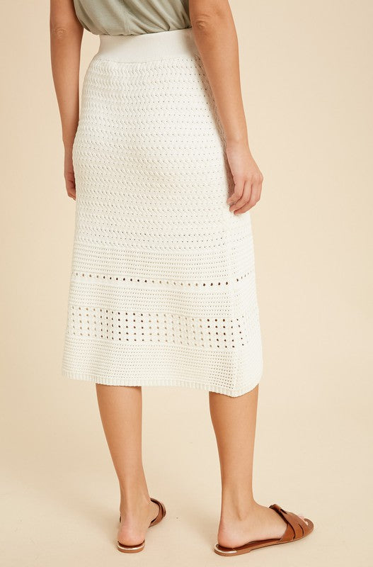 Harmony Crochet Sweater Skirt in Ivory
