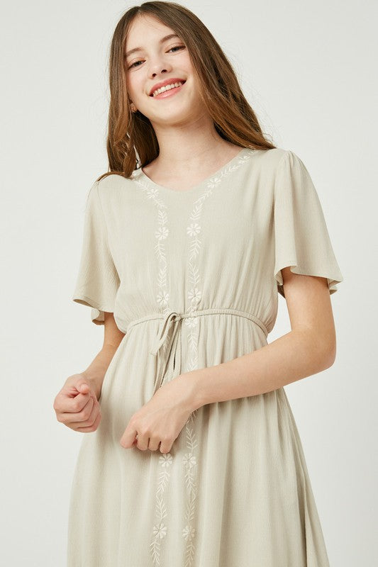 GIRLS Riley Embroidered Dress in Sage