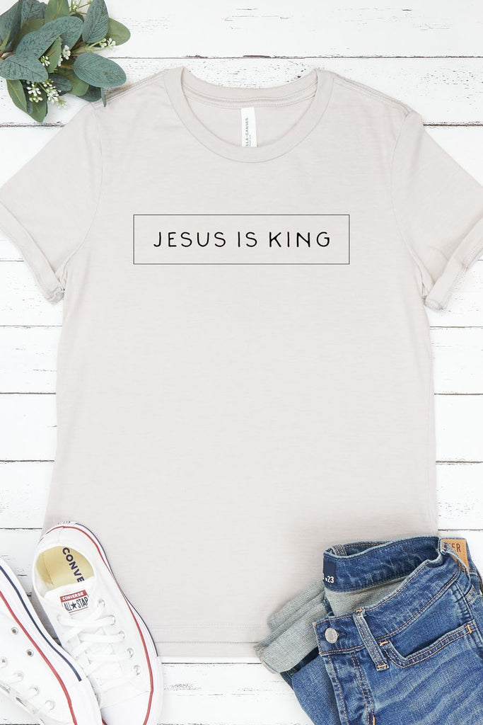 Jesus Is King Tee in Cool Grey