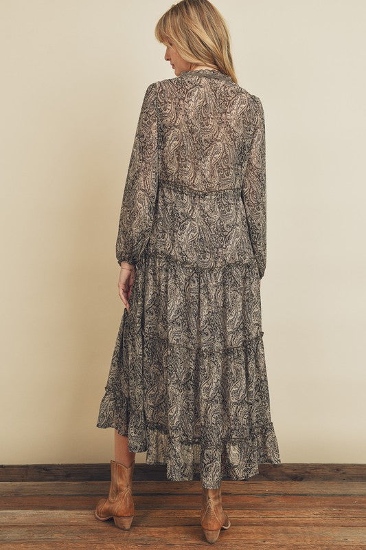 Sadie Paisley Print Midi Dress