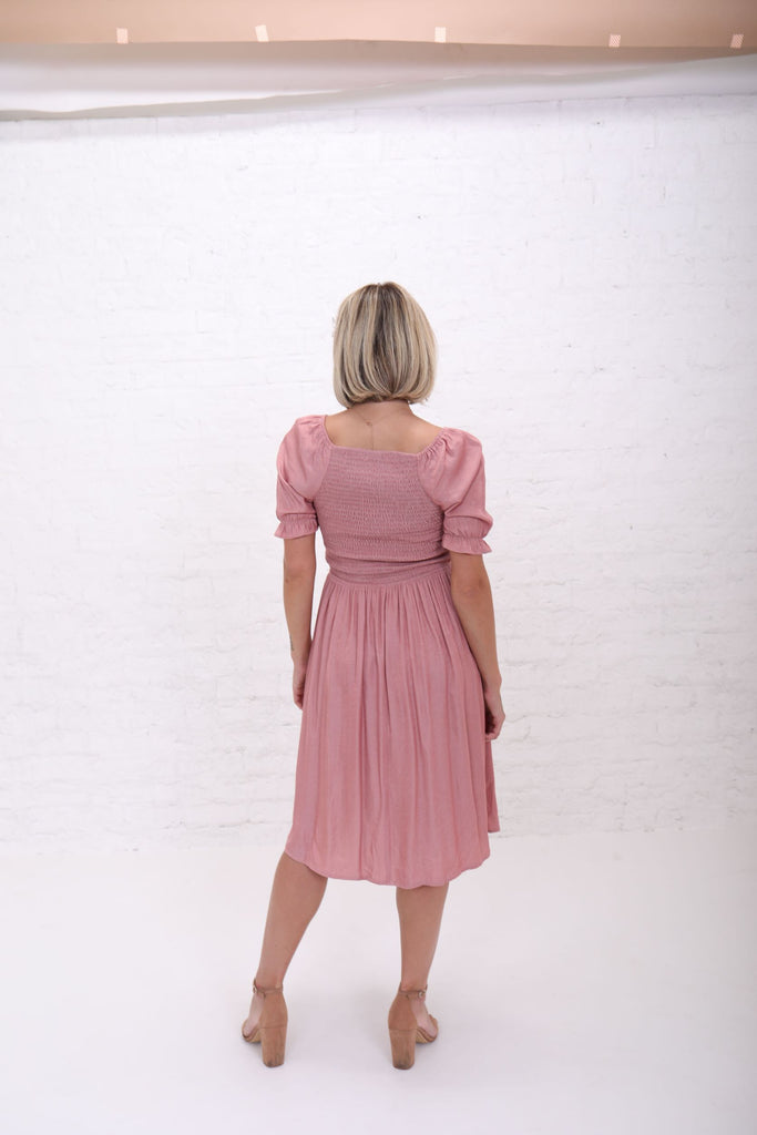 Annalise Smocked Dress in Rose (XS-2X)