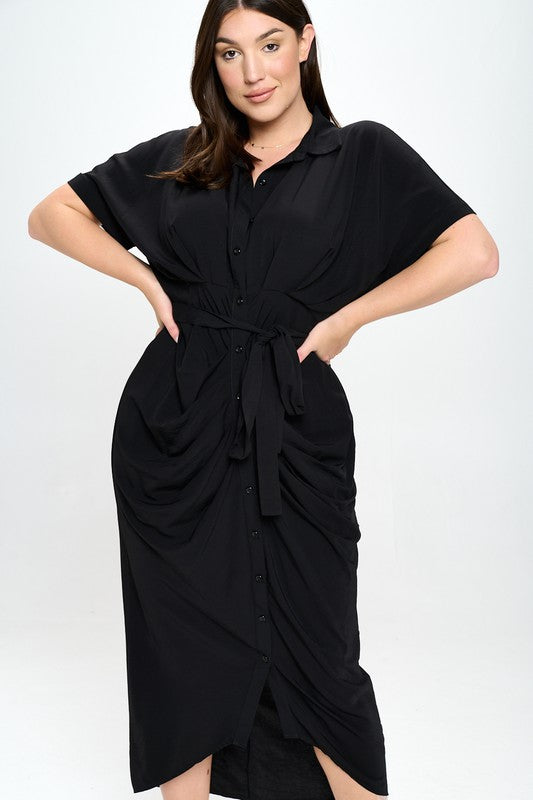 Leanna Classy Ruched Dress in Plus