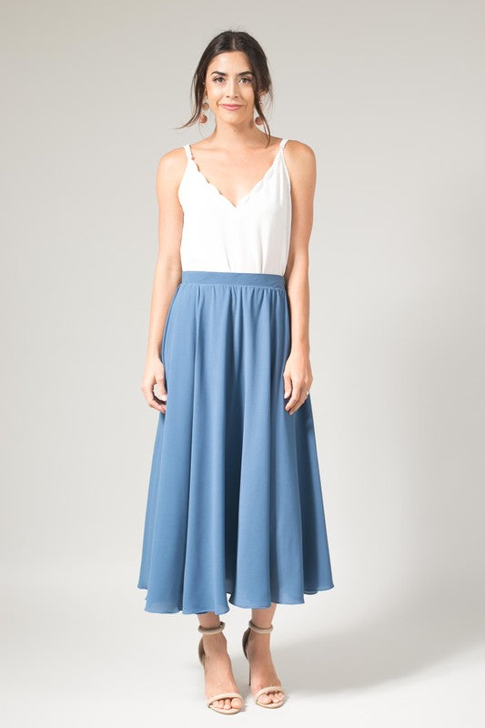 Wedding Bells Slate Blue Midi Skirt