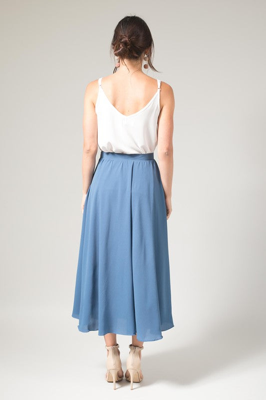 Wedding Bells Slate Blue Midi Skirt