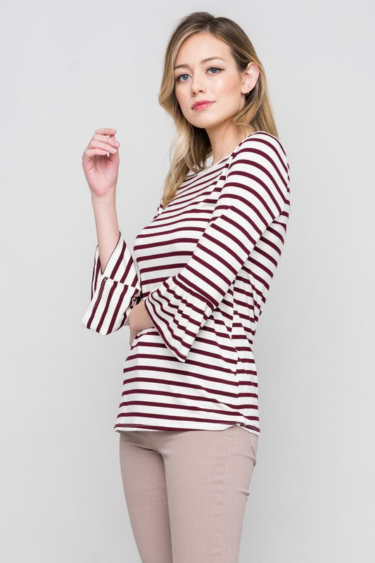 Basic Bell Sleeve Top in Wine