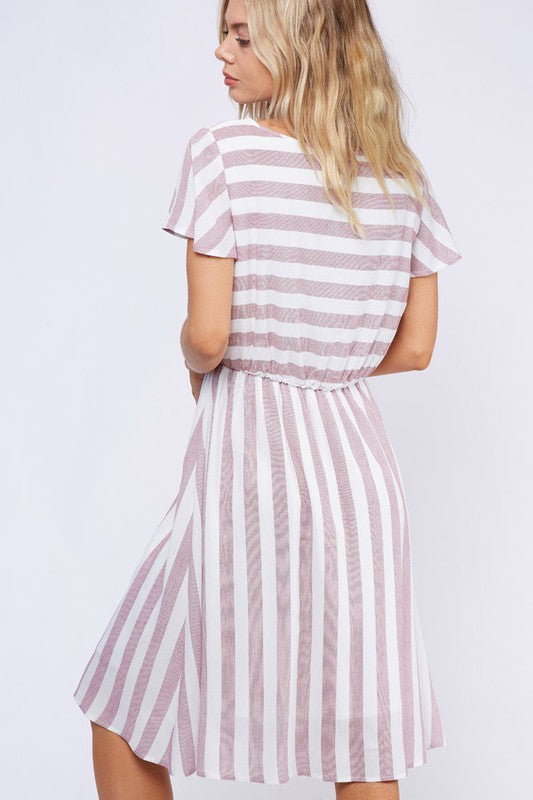 Gabriella Flowy Midi Dress in Stripe