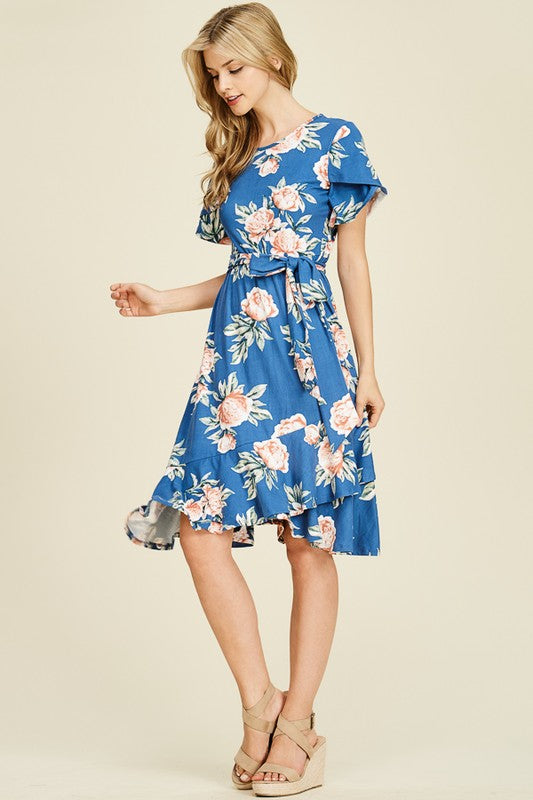 Clea Floral Swing Midi Dress