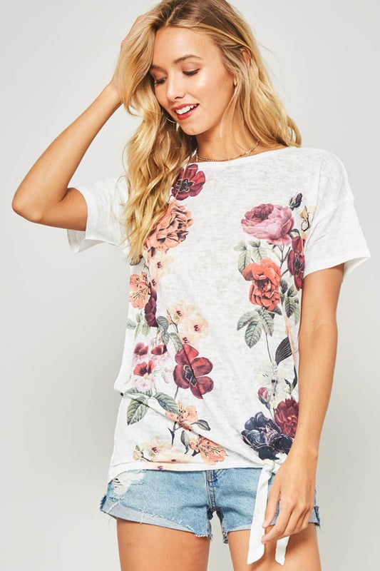 Floral Print Knot Tee