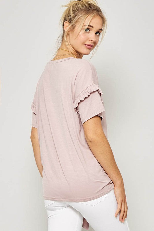 Ruffle Sleeve Rose Tee