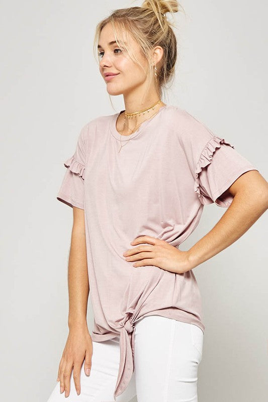 Ruffle Sleeve Rose Tee