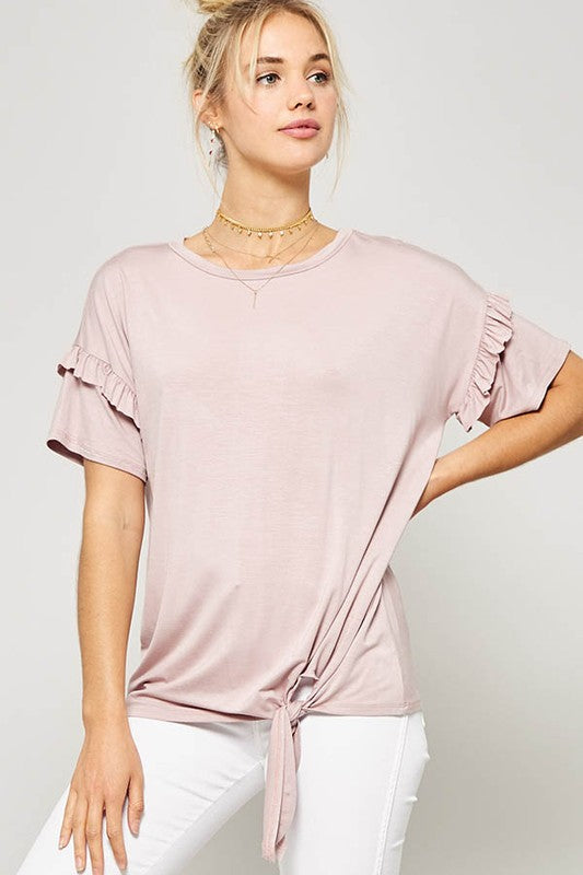 Ruffle Sleeve Rose Tee