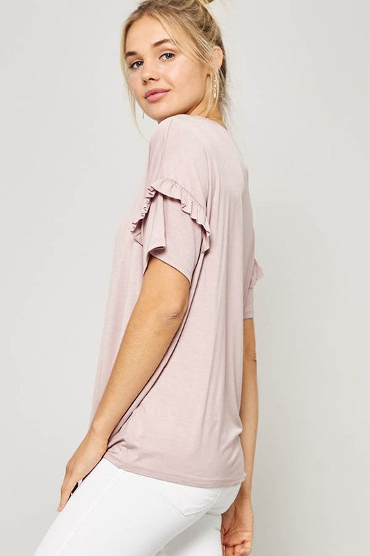 Ruffle Sleeve Rose Tee