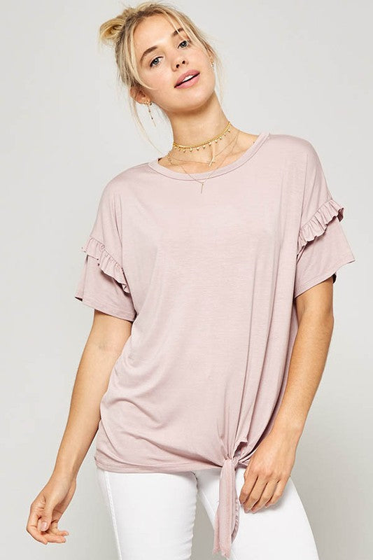 Ruffle Sleeve Rose Tee