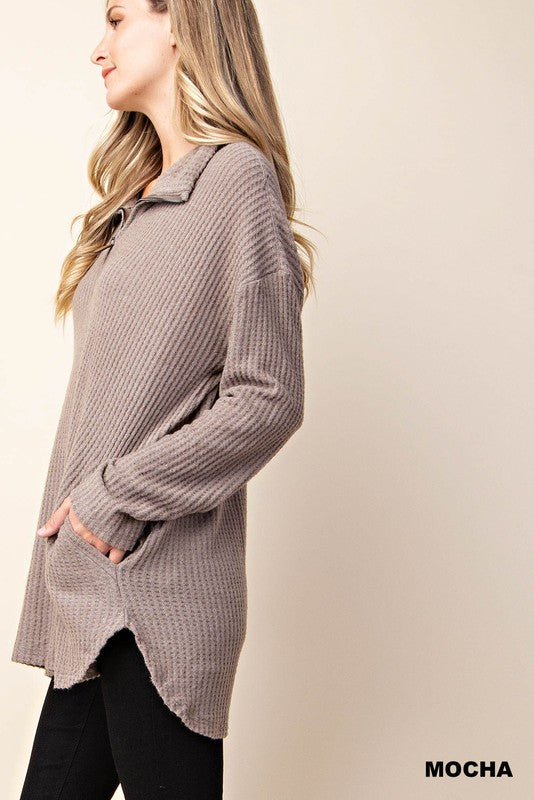 Stacey Waffle Zip Pullover