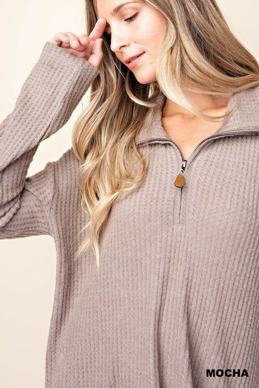 Stacey Waffle Zip Pullover