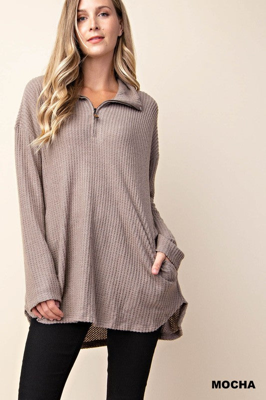 Stacey Waffle Zip Pullover