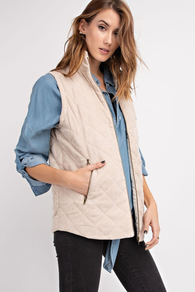 Corduroy Fall Vest in Oatmeal