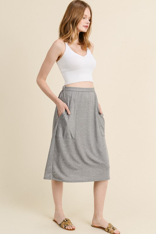 The Daily Midi Skirt in Dark Grey