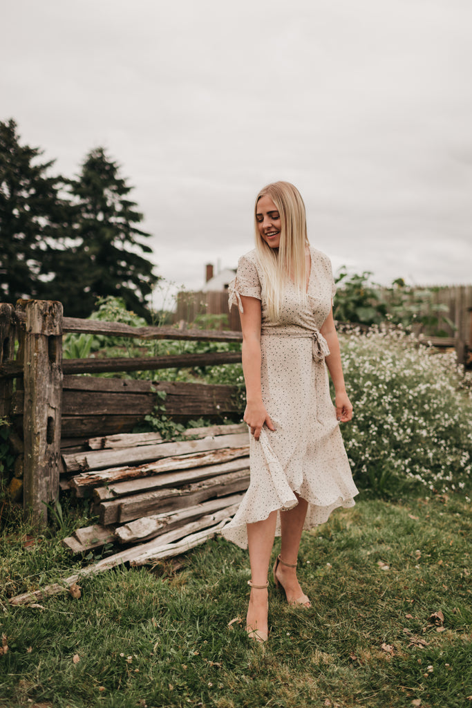 Valentina Midi Dress in Light Taupe