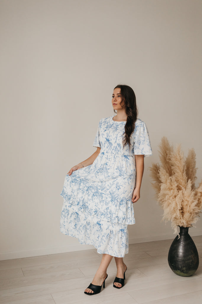 Anabelle Midi Dress in Sky PLUS