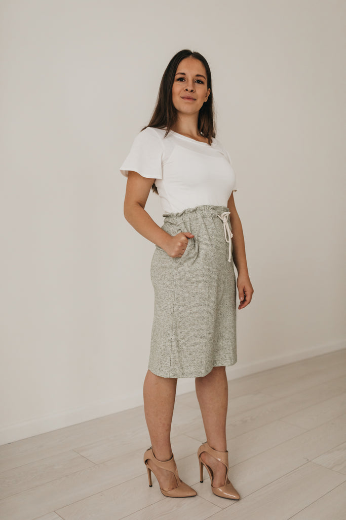 Textured Casual Skirt in Sage