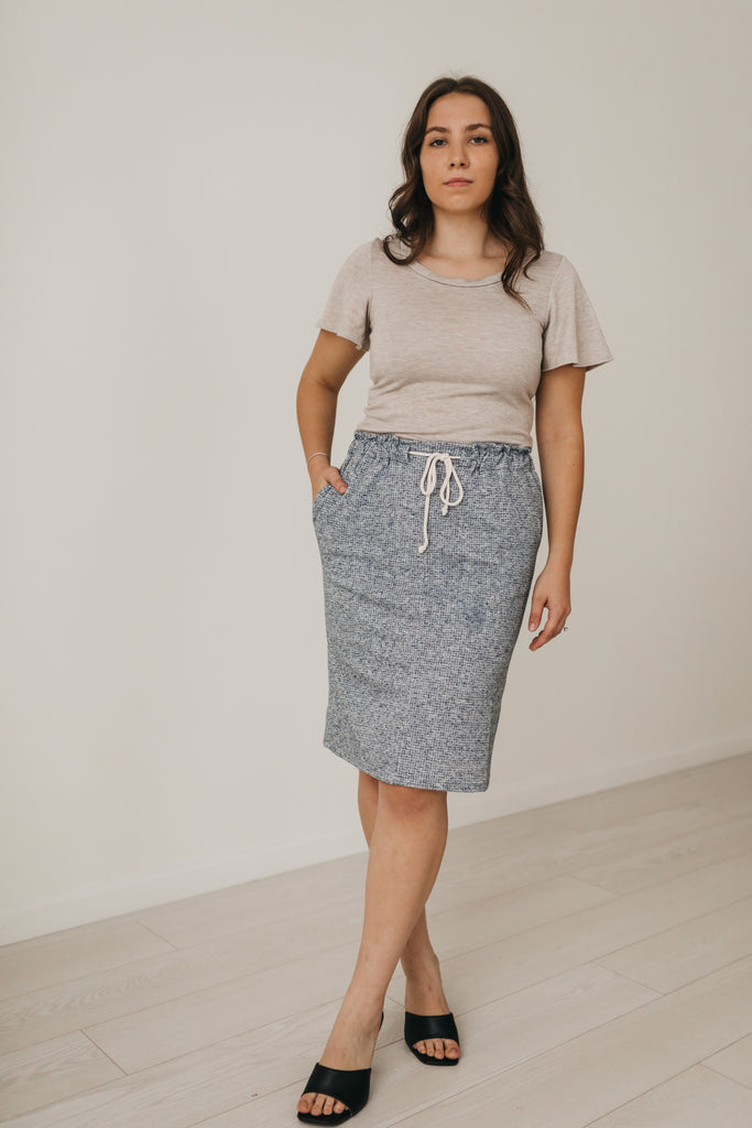 Textured Casual Skirt in Navy