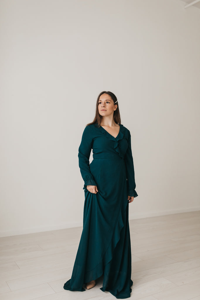 Renee Long Formal Dress in Dark Teal (Extended Sizing)