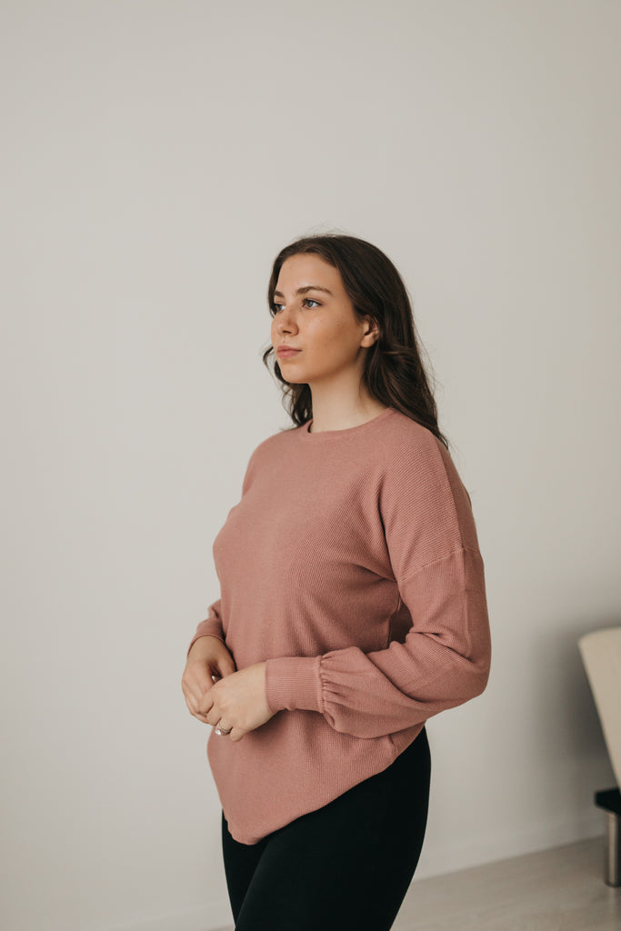 Thermal Sweater Top in Rose