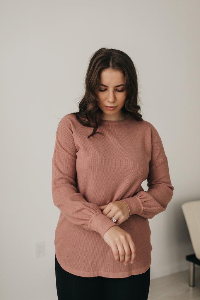 Thermal Sweater Top in Rose