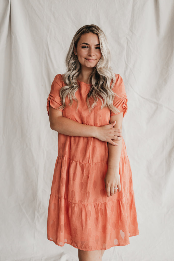 Isabella Ruffle Dress in Apricot
