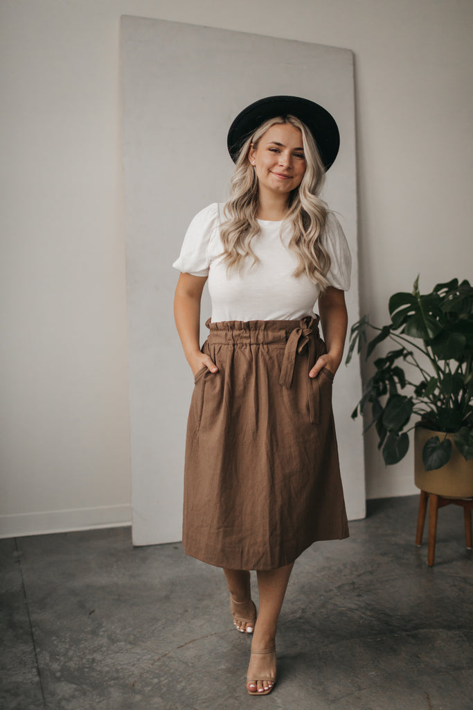 Sasha  High Waist Skirt in Mocha